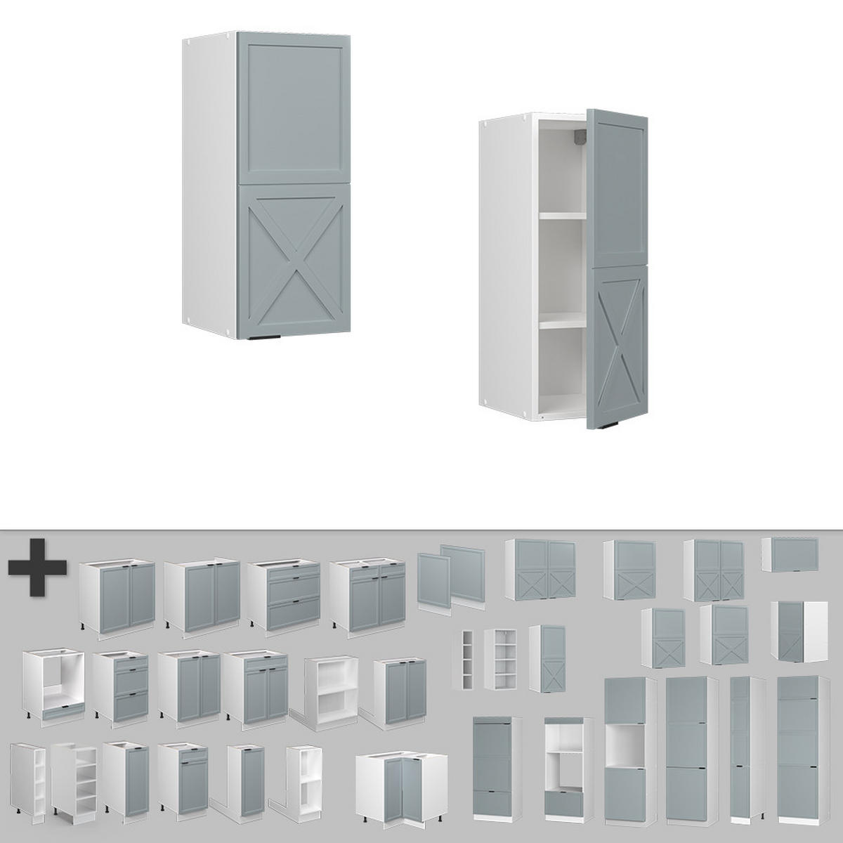 HÄNGESCHRANK Fame-Line Hellblau-grau 30 cm - Blaugrau/Weiß, Holzwerkstoff (30/72/34.1cm) - Vicco