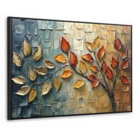 LEINWAND Bilder mit Rahmen - Baum - Abstrakt - Natur - Kunst - 140x90 - Goldfarben, Textil (140/90cm) - MuchoWow