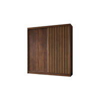 SCHWEBETÜRENSCHRANK Erika 200 cm mit Lamellen ohne Spiegel 2-türig, Nuss Warmia, artisan - Dunkelbraun/Braun, Kunststoff (200/216/51cm) - Margaret Hadas24