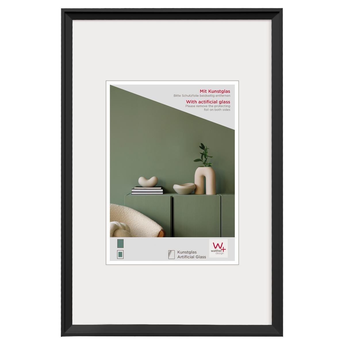 BILDERRAHMEN Desire Kst.Rahmen 40x60 cm Schwarz - Schwarz, Kunststoff (60.93/40.93/2cm) - walther design