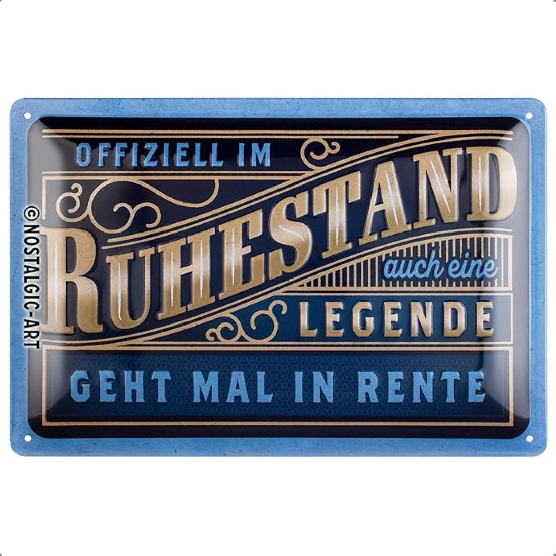 NOSTALGIC-ART - Blechschild 20 x 30cm - Offiziell im Ruhestand - Multicolor, Metall (30/20/0.2cm) - Nostalgic-Art