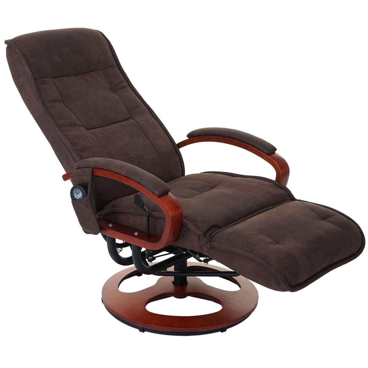 MASSAGESESSEL Athene HxBxT 118x69x143cm Sitzhöhe 49cm mit Massage Stoff/Textil Wildlederimitat Braun - Braun, Textil (69/118/143cm) - BERLINLODGE