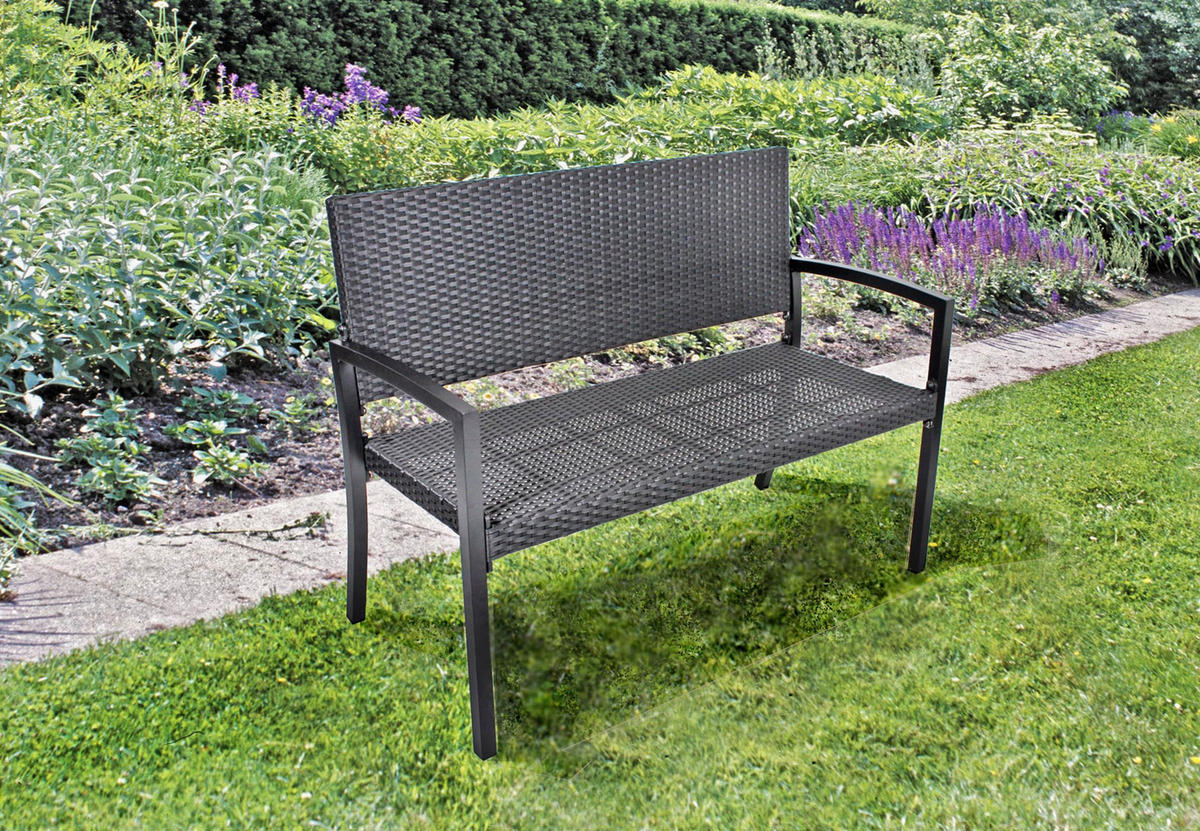 PARKBANK Valent Schwarz Gartenbank - Schwarz, Kunststoff (116/87/60cm) - DELUKE