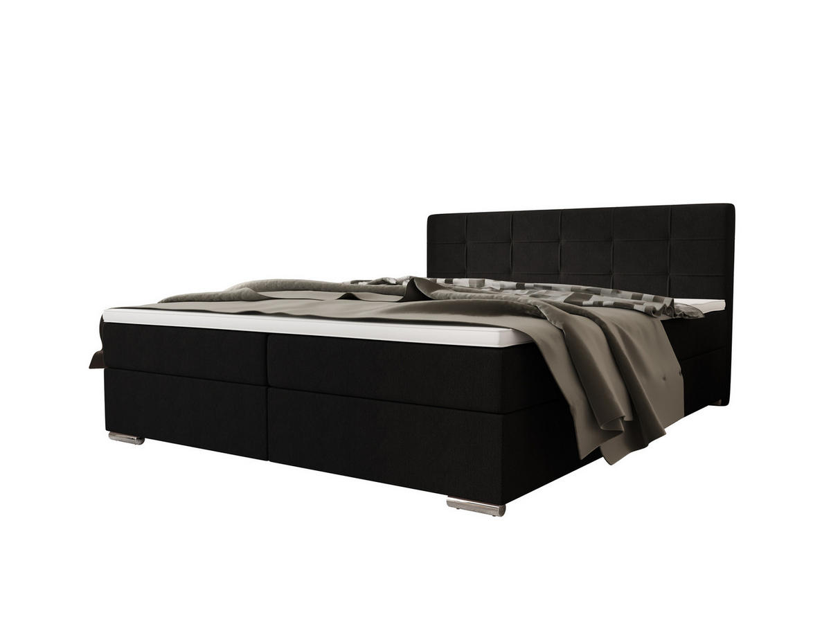 BOXBETT ZILANO 1 mit Matratze H3 und Topper 140x200 Cosmic 100 - Schwarz, Holz/Textil (140/200cm) - Bedante