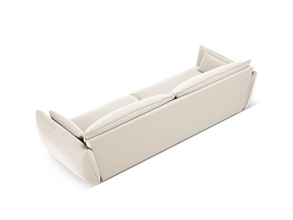 SOFA Kaelle aus Samt leichtes beige 4 Sitzplätze - Creme, Textil (110/85/248cm) - Micadoni