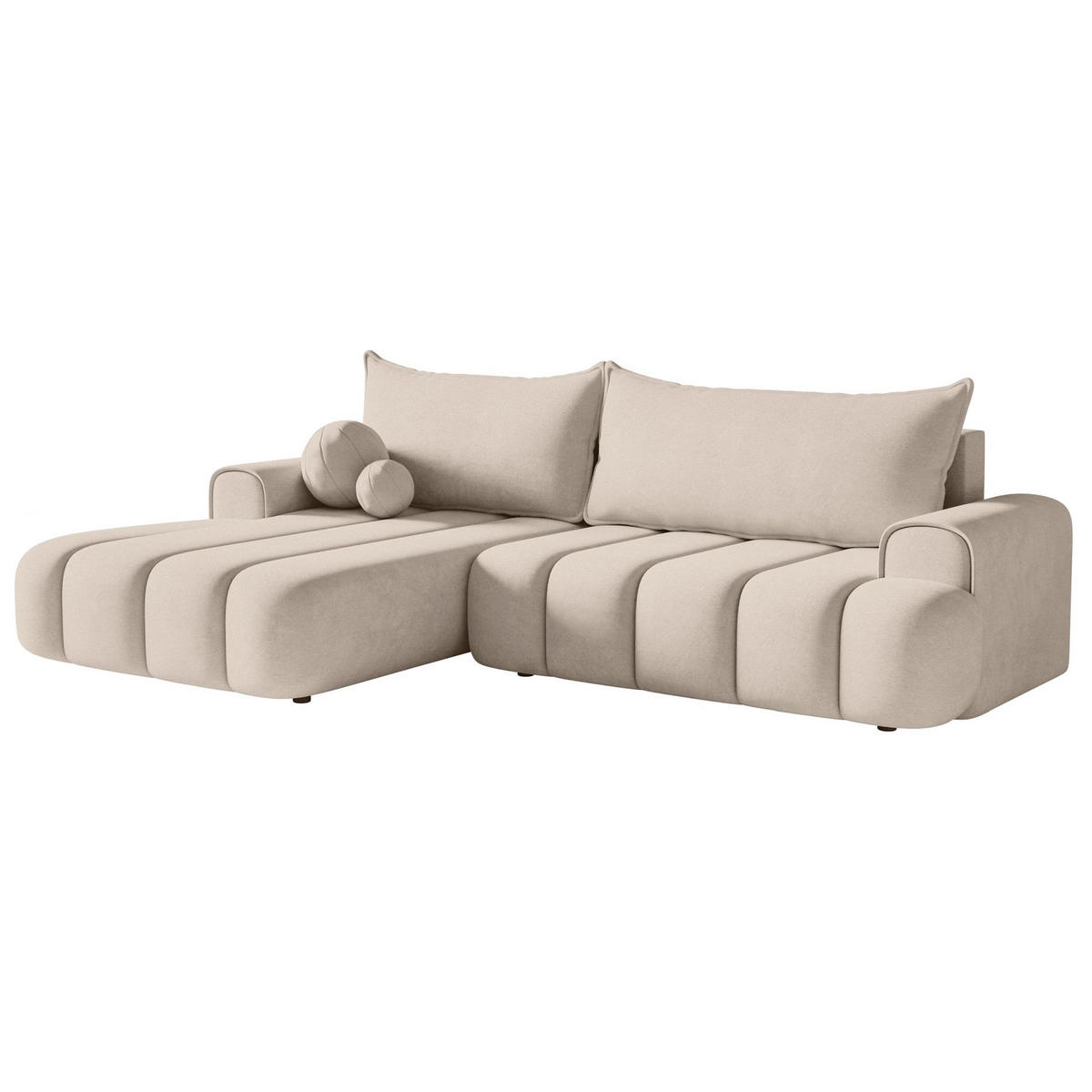 ECKSOFA Dandelino Graubeige mit Samtbezug, links - Taupe/Schwarz, Kunststoff/Textil (275/168cm) - Selsey