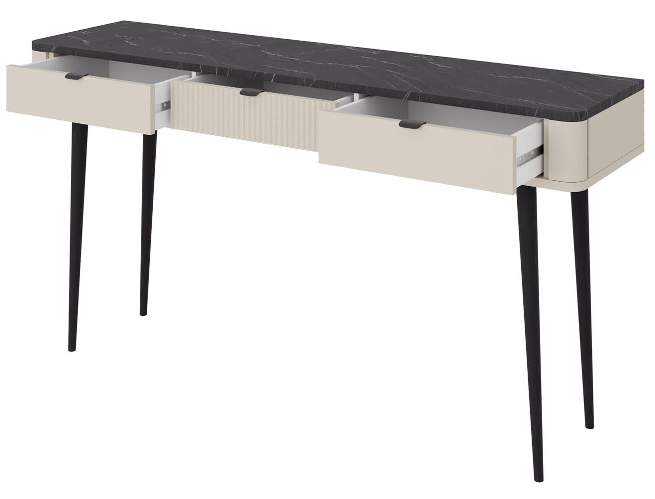 KONSOLENTISCH Marly Kaschmir / Walnuss 130 / 40 / 82cm - Beige/Schwarz, Holz/Holzwerkstoff (40/130/82cm) - Feldmann-Wohnen