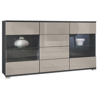 SIDEBOARD Bari Sandgrau Hochglanz - Sandfarben, Holzwerkstoff (138.5/75.5/35cm) - Vladon