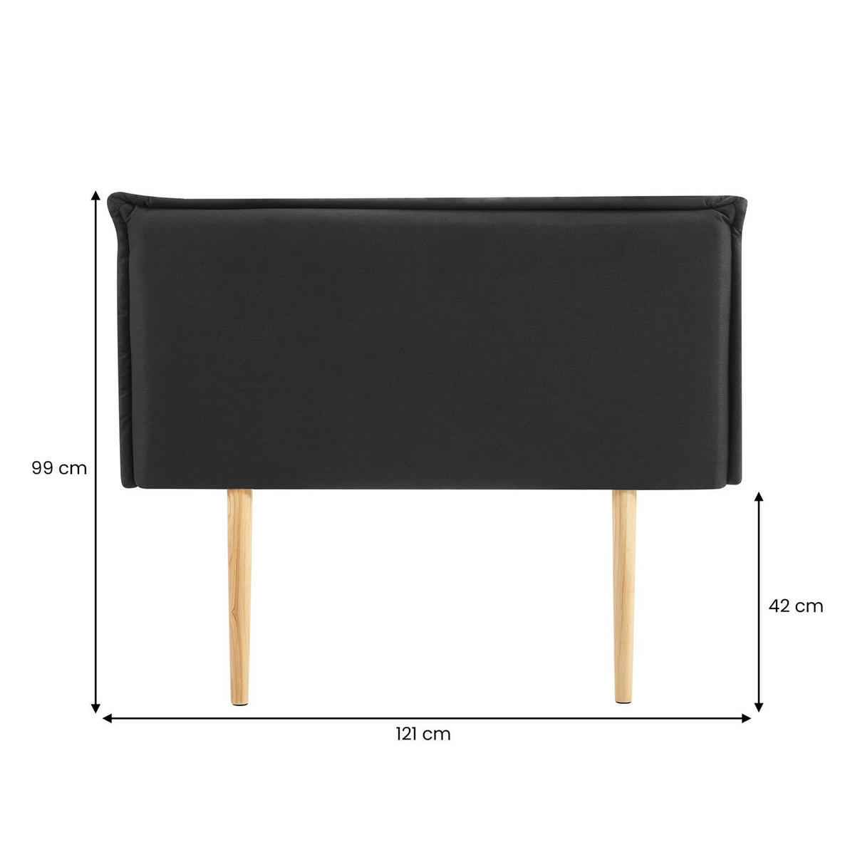 KOPFTEIL BASOL 120X190 CM - Schwarz, Textil (121/99/7cm) - IDIMEX