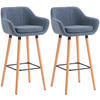 BARHOCKER 2er Set Stoff blau - Blau/Eukalyptusholzfarben, Holz/Textil (55/99/46cm) - CLP