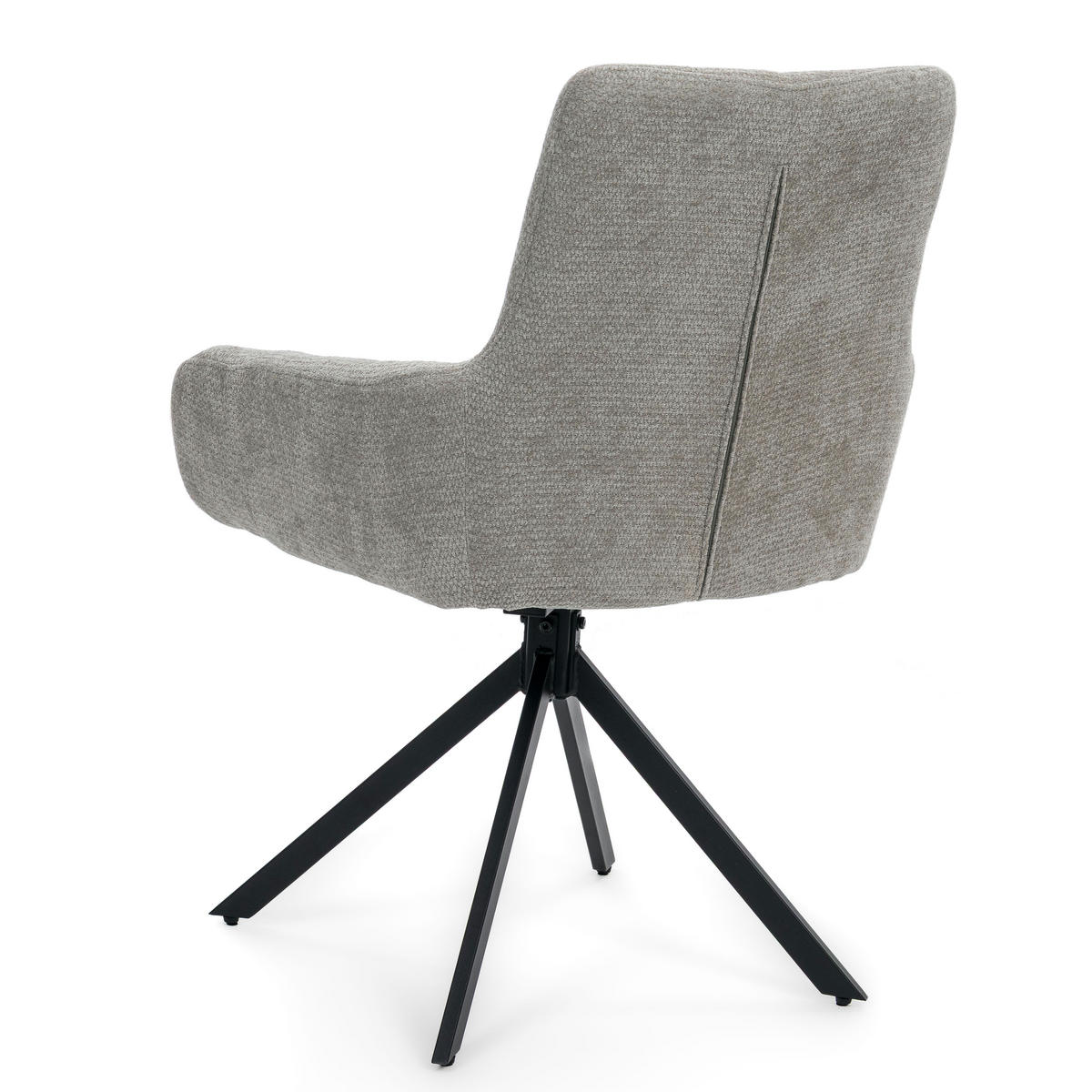 STUHL LUINO drehbar gepolsterter mit Steppung - hellgrau - Chenille - Hellgrau/Schwarz, Textil/Metall (58/87/60cm) - NEW HOME