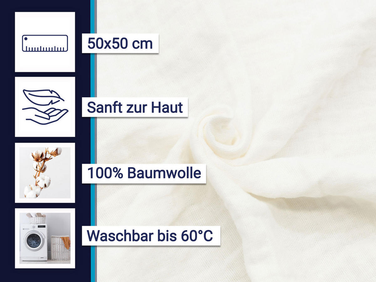 STOFFSERVIETTEN, 6er-Set, 50x50 cm, 100% Baumwolle, Beige - Creme, Textil (50/50cm) - Zollner