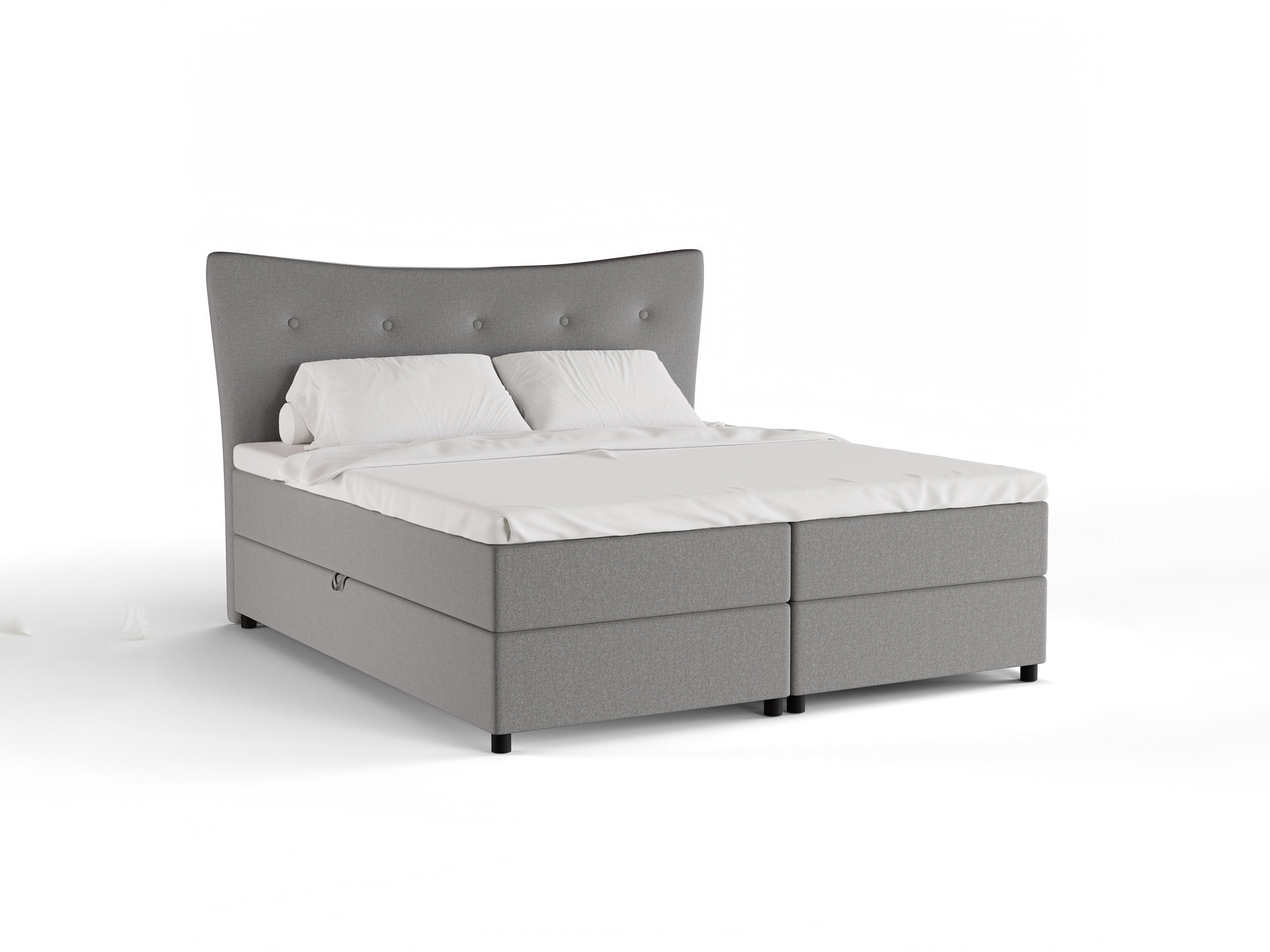 BOXBETT Nevada 180 x 200 cm Doppelbett mit hochwertiger Bonell-Matratze und Topper - hellgrau - Hellgrau, Holz (180/200cm) - Panda Möbel