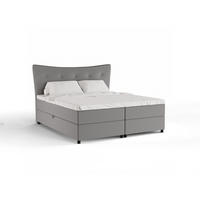 BOXBETT Nevada 180 x 200 cm Doppelbett mit hochwertiger Bonell-Matratze und Topper - hellgrau - Hellgrau, Holz (180/200cm) - Panda Möbel