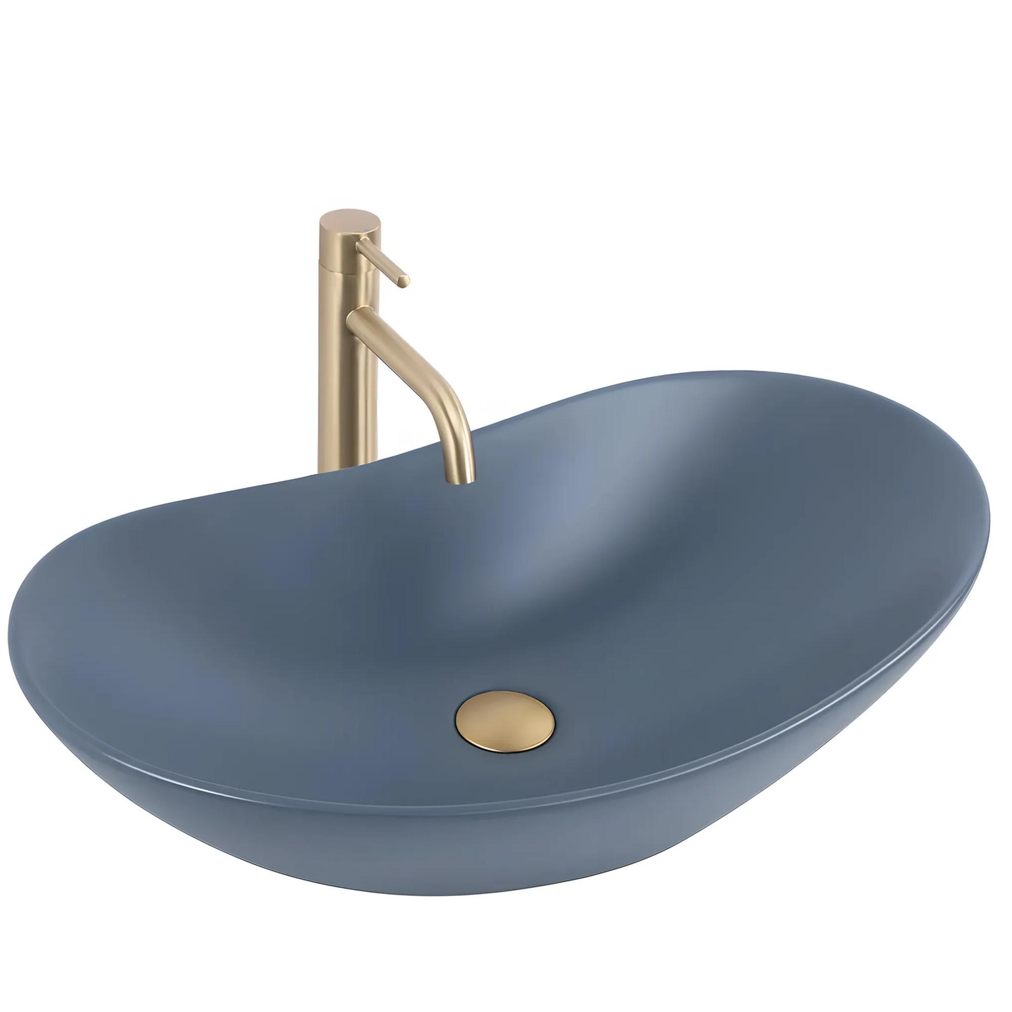 AUFSATZWASCHBECKEN Rea Royal Blueberry Matt - Blau, Keramik (35.5/15.5/61.5cm) - REA