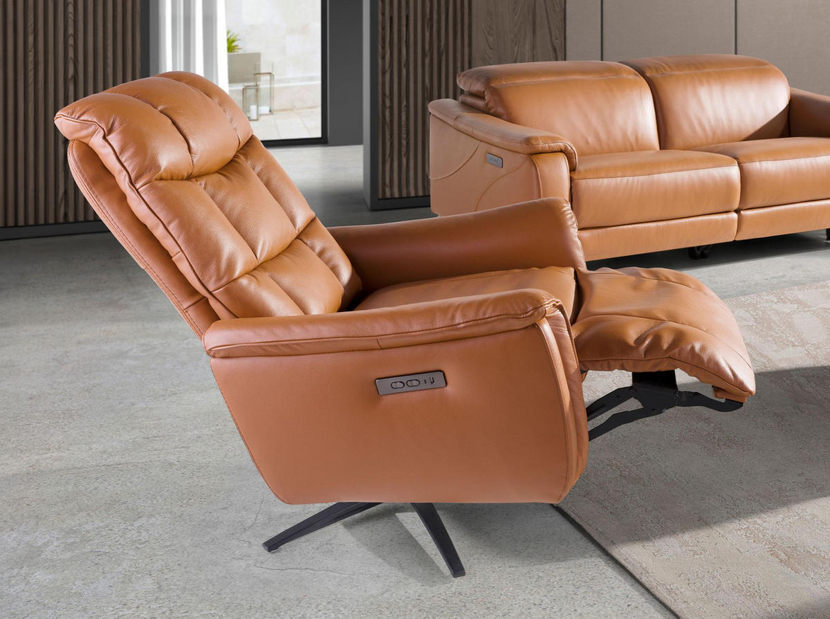 FERNSEHSESSEL Drehsessel aus braunem Leder 85/80/106 cm - Schwarz/Braun, Leder (85/106/80cm) - ANGEL CERDA