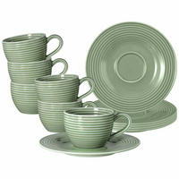 ESPRESSOTASSEN MIT UNTERTASSEN Beat Color Glaze Salbeigrün 100 ml 6er Set - Grün, Keramik (13.7/6.3/13.7cm) - Seltmann Weiden
