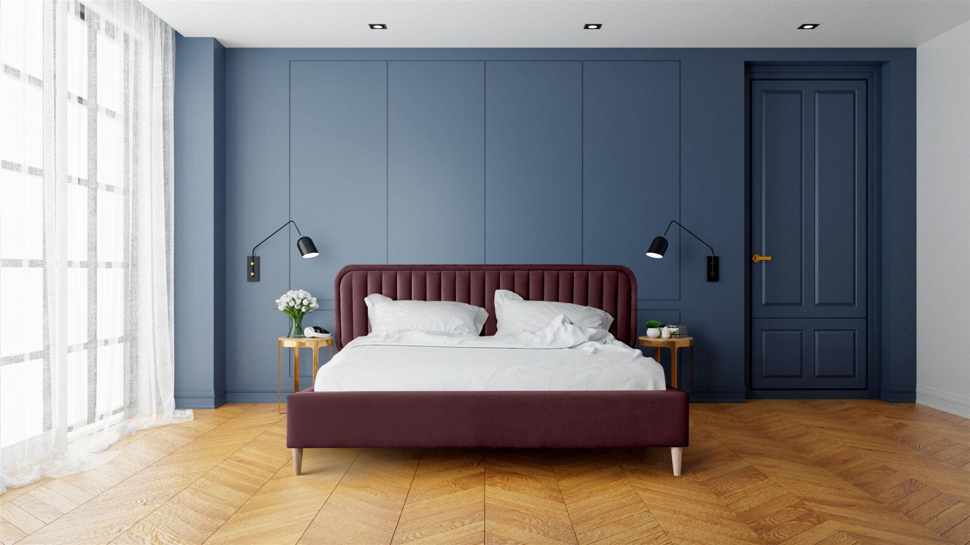 POLSTERBETT Miami In Monolith Kompl. - Bordeaux, Holzwerkstoff/Textil (180/200cm) - Fun Möbel