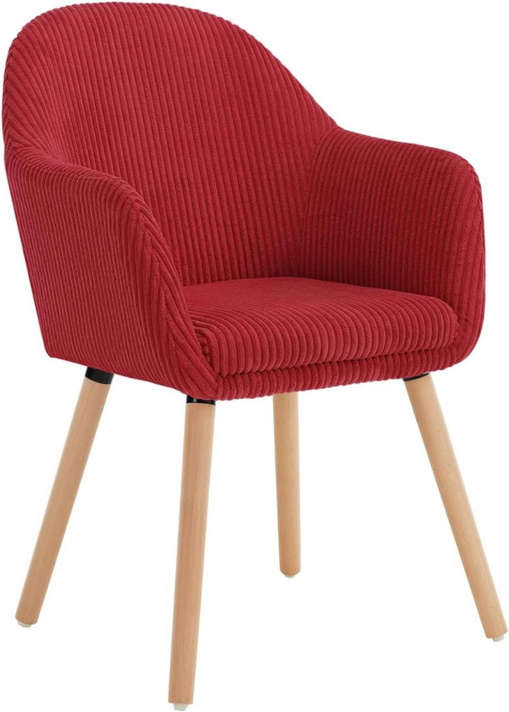 ESSZIMMERSTUHL Polsterstuhl, Cord, Holzbeine, Rot - Eichefarben/Rot, Holz/Kunststoff (55.5/83.5/56.5cm) - Woltu
