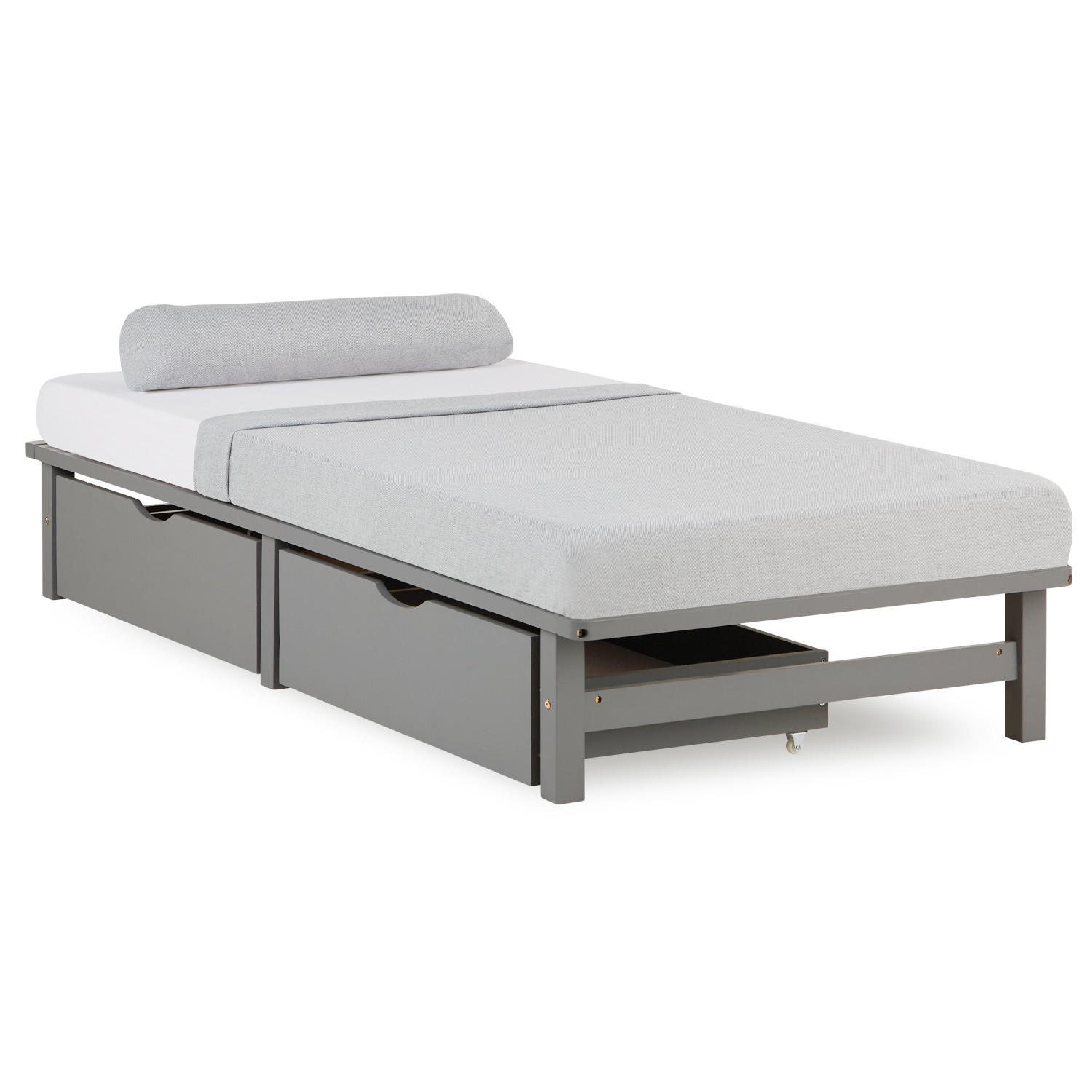 HOLZBETT mit Stauraum 90/200 cm grau - Grau, Holz (90/200cm) - Homestyle4u