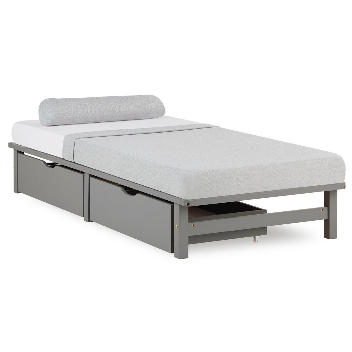 HOLZBETT mit Stauraum 90/200 cm grau - Grau, Holz (90/200cm) - Homestyle4u