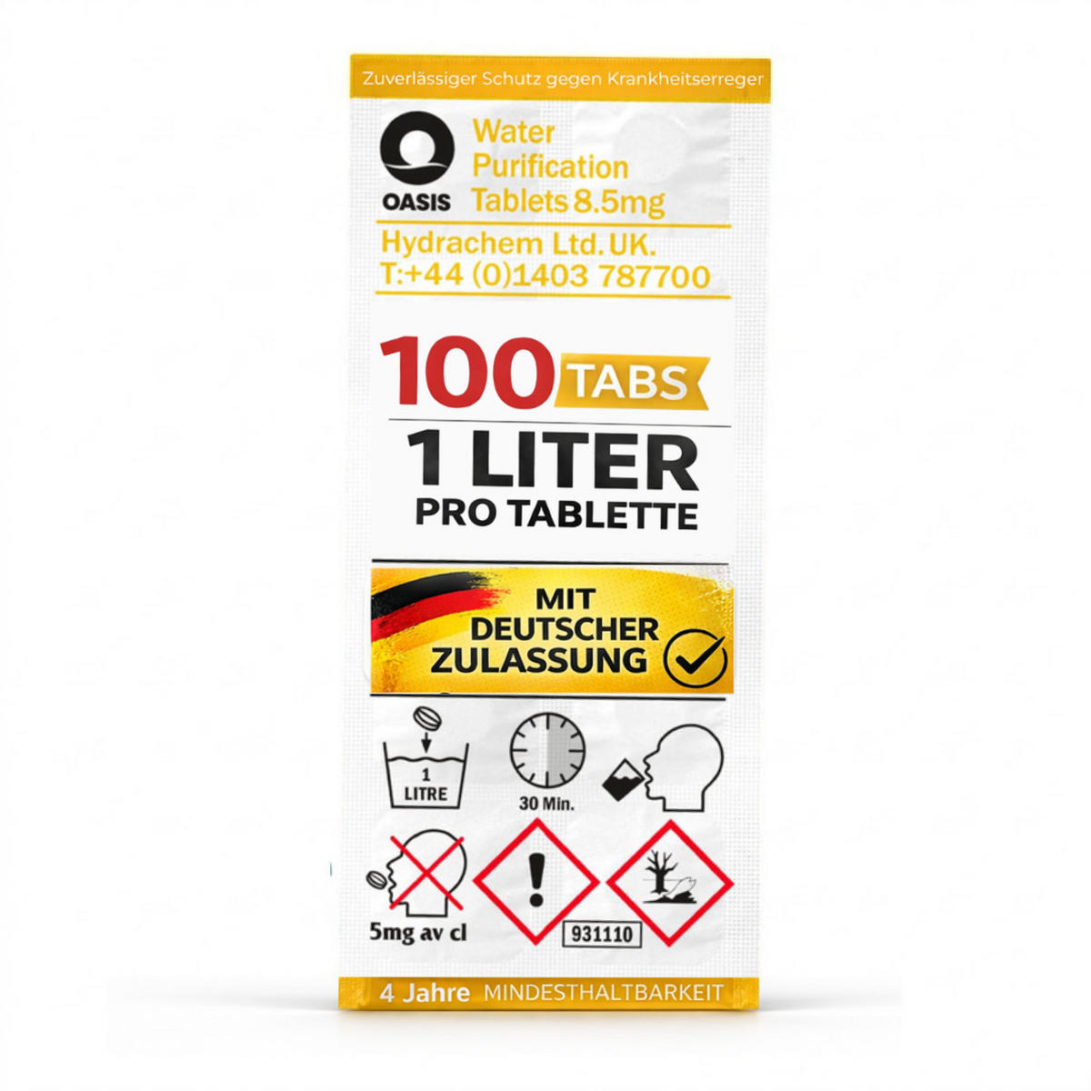 WASSERAUFBEREITUNGSTABLETTEN 100 Stk inkl. 10L Faltkanister Camping Outdoor Trinkwasser 1L - Transparent/Weiß, Kunststoff (20/25/10cm) - JUNG