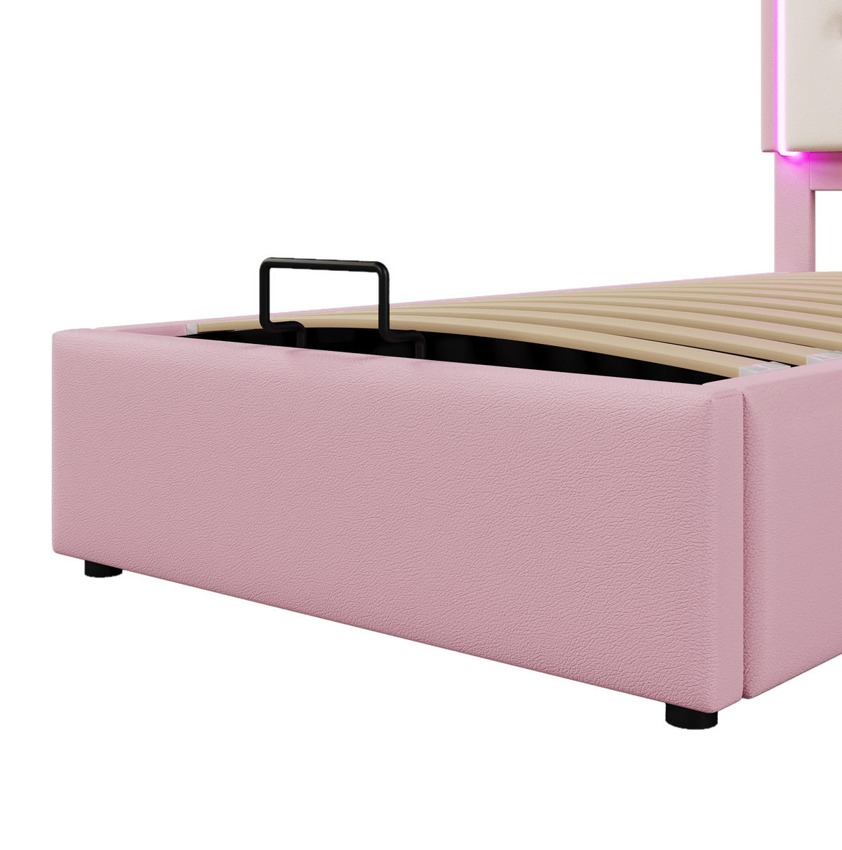 POLSTERBETT 90/200 cm Rosa aus PU mit Lattenrost - Rosa, Kunststoff (90/200cm) - OKMYHOME