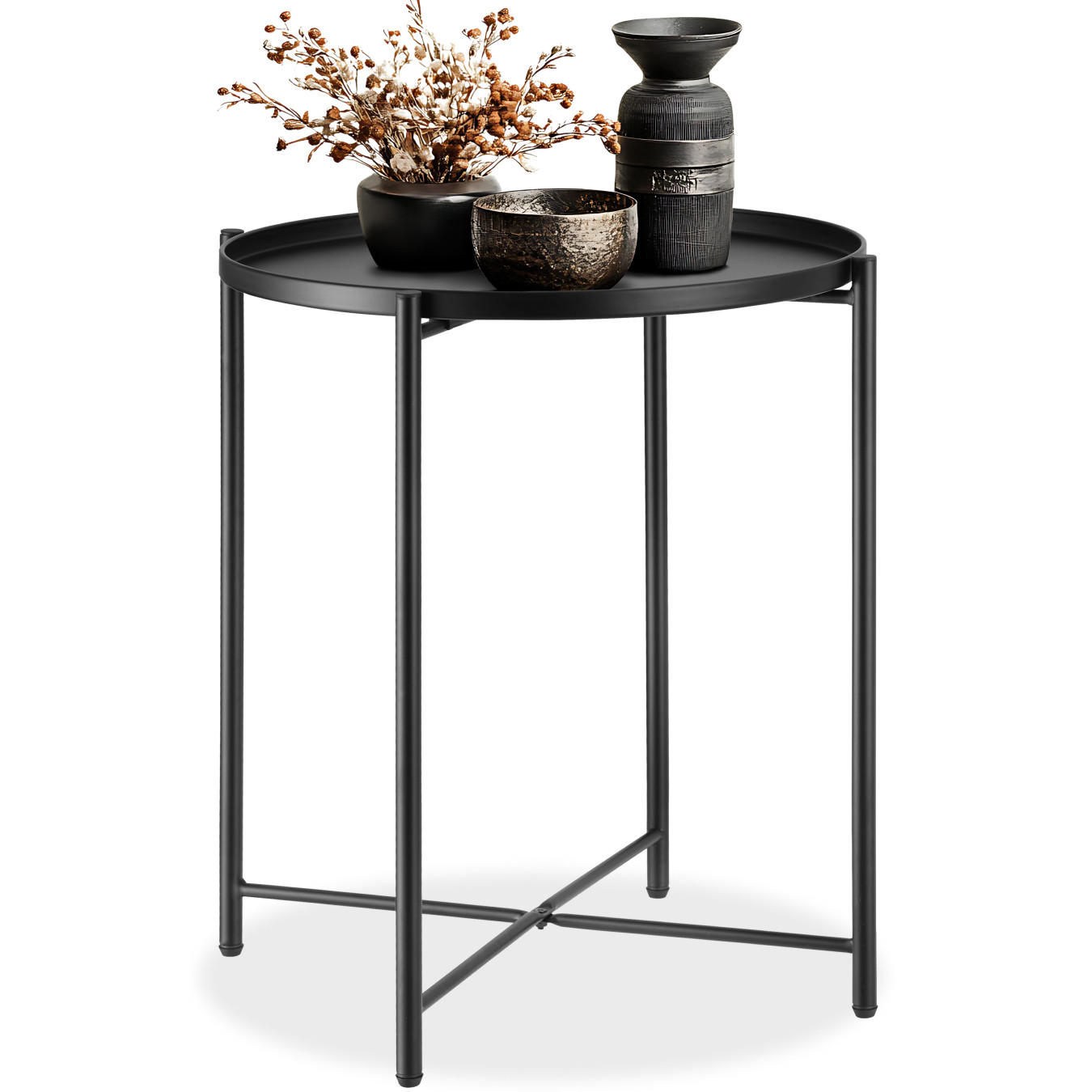 BEISTELLTISCH Chester,45,5 x 45,5 x 53 cm,schwarz - Schwarz, Metall (45.5/45.5/53cm) - tectake