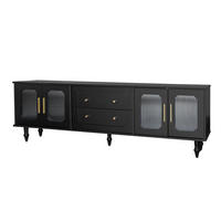 TV-SCHRANK in Schwarz mit geriffeltem Glas und Push-to-Open Funktion 175/38/55.5 cm - Schwarz, Holzwerkstoff (177/55.5/38cm) - Redom