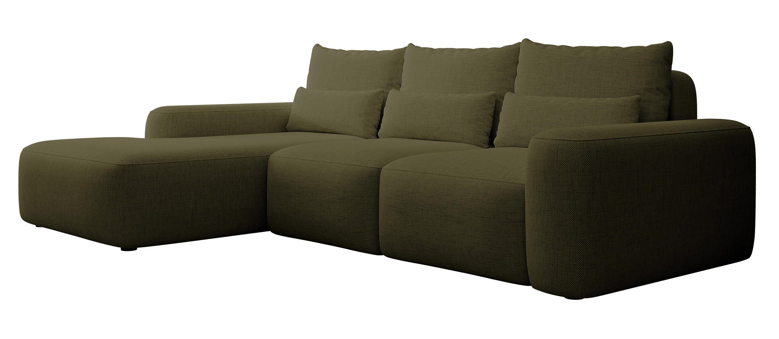 ECKSOFA Carnos Chenille-Bezug in Olivgrün - Olivgrün, Textil (264/162cm) - Selsey