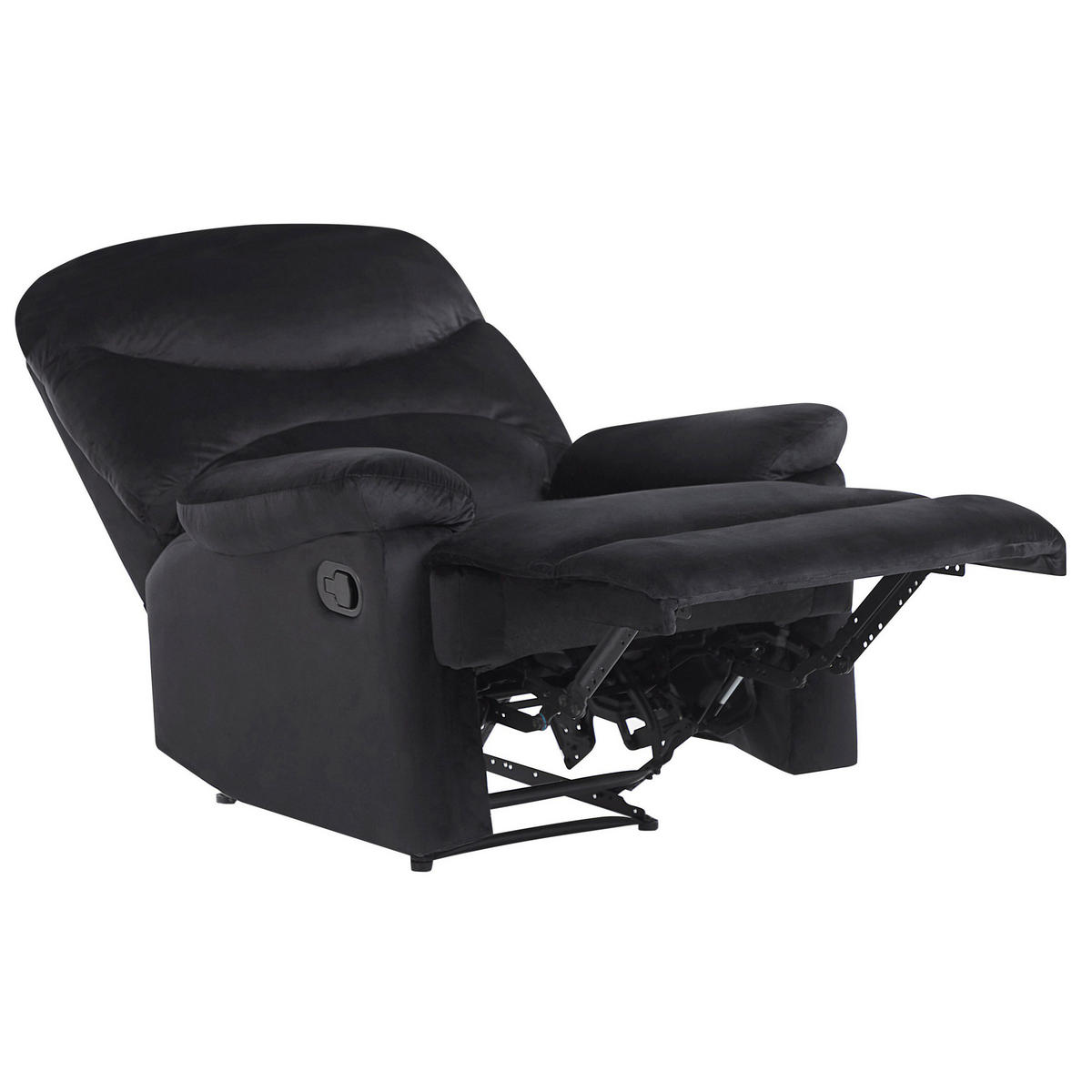 SESSEL Samtstoff schwarz verstellbar Eslov - Schwarz, Textil (85/103/90cm) - Beliani