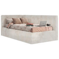 POLSTERBETT TILVO 90/200 - Beige Cord - Taschenfederkernmatratze - Links - Beige, Textil (90/200cm) - MKS