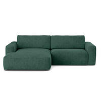 ECKSOFA mit losen Rückenkissen, wasserabweisender All Senses Stoff - Schwarz/Grün, Holz/Kunststoff (288/175cm) - Cotta