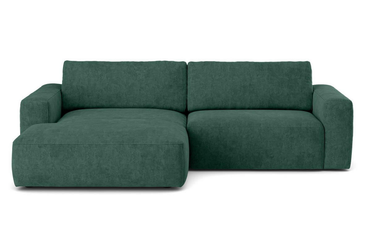 ECKSOFA mit losen Rückenkissen, wasserabweisender All Senses Stoff - Schwarz/Grün, Holz/Kunststoff (288/175cm) - Cotta