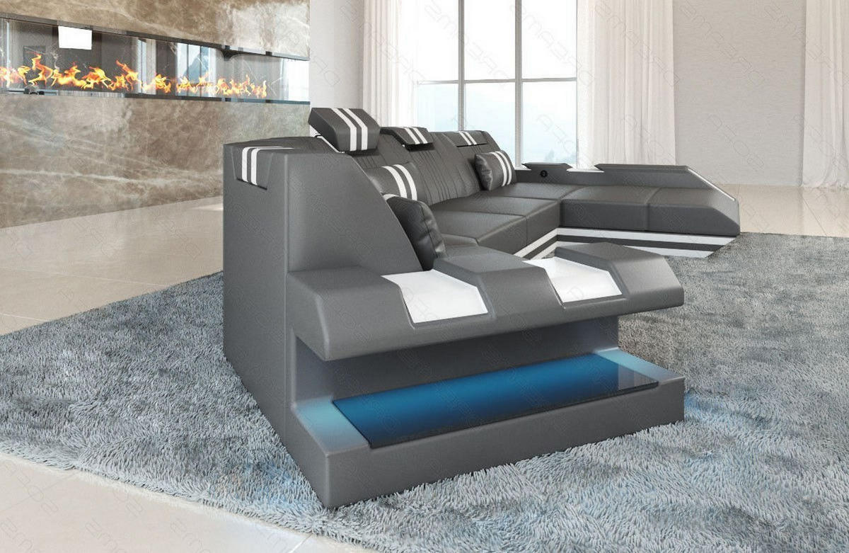 WOHNLANDSCHAFT Apollonia C - Grau, Leder (420/78/190cm) - Sofa Dreams