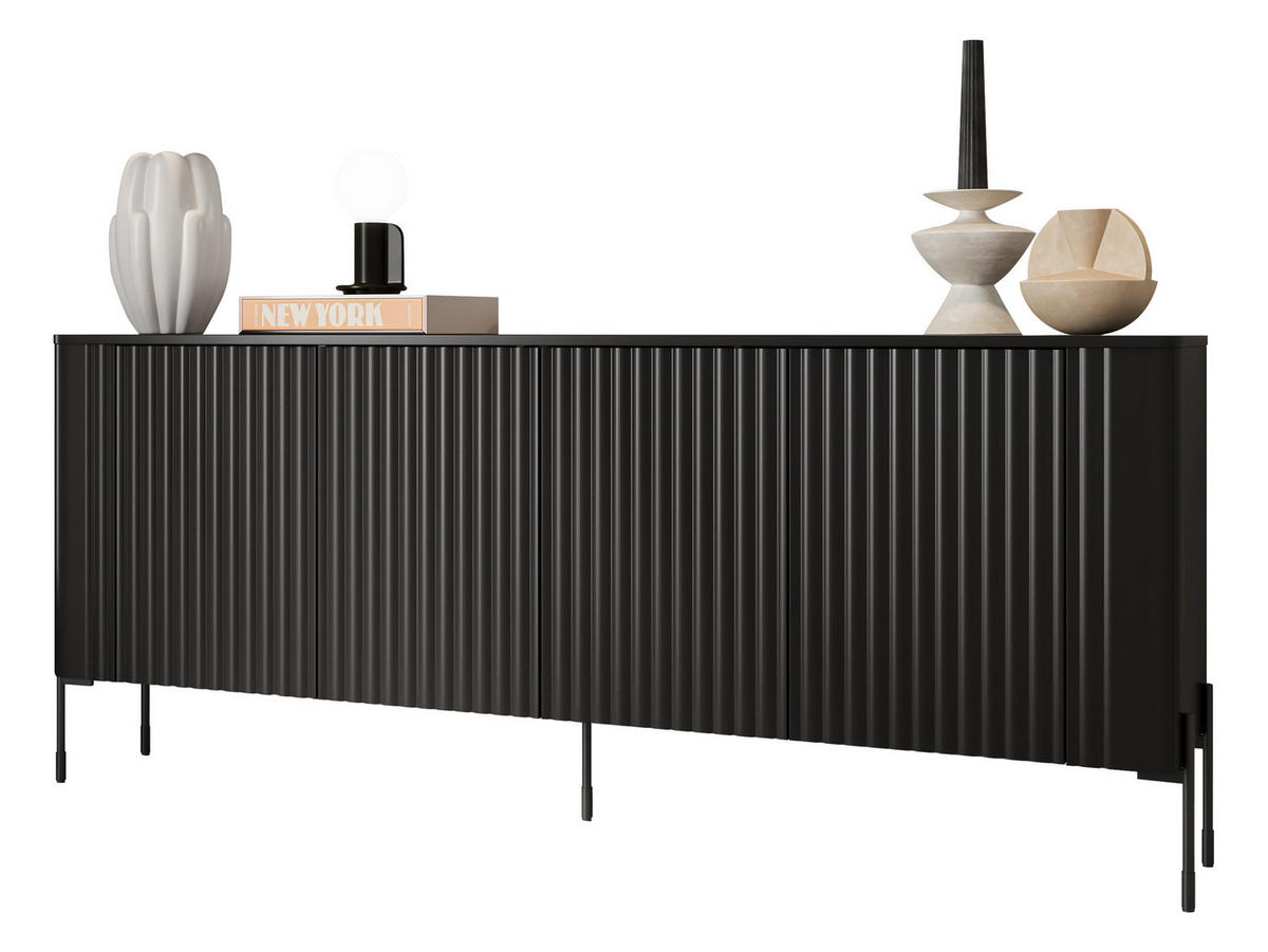 KOMMODE Vera 190 - Schwarz, Holzwerkstoff/Metall (190/80/40cm) - MIRJAN24