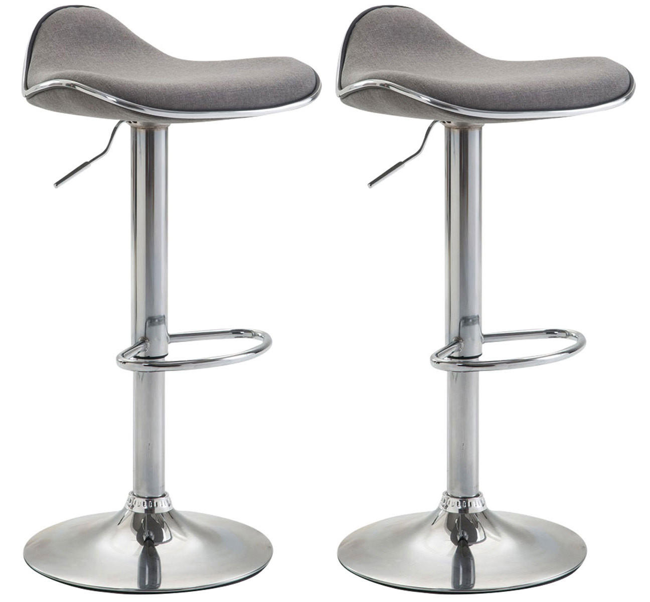 BARHOCKER 2er Set Stoff hellgrau - Chromfarben/Hellgrau, Textil/Metall (45/71/45cm) - CLP
