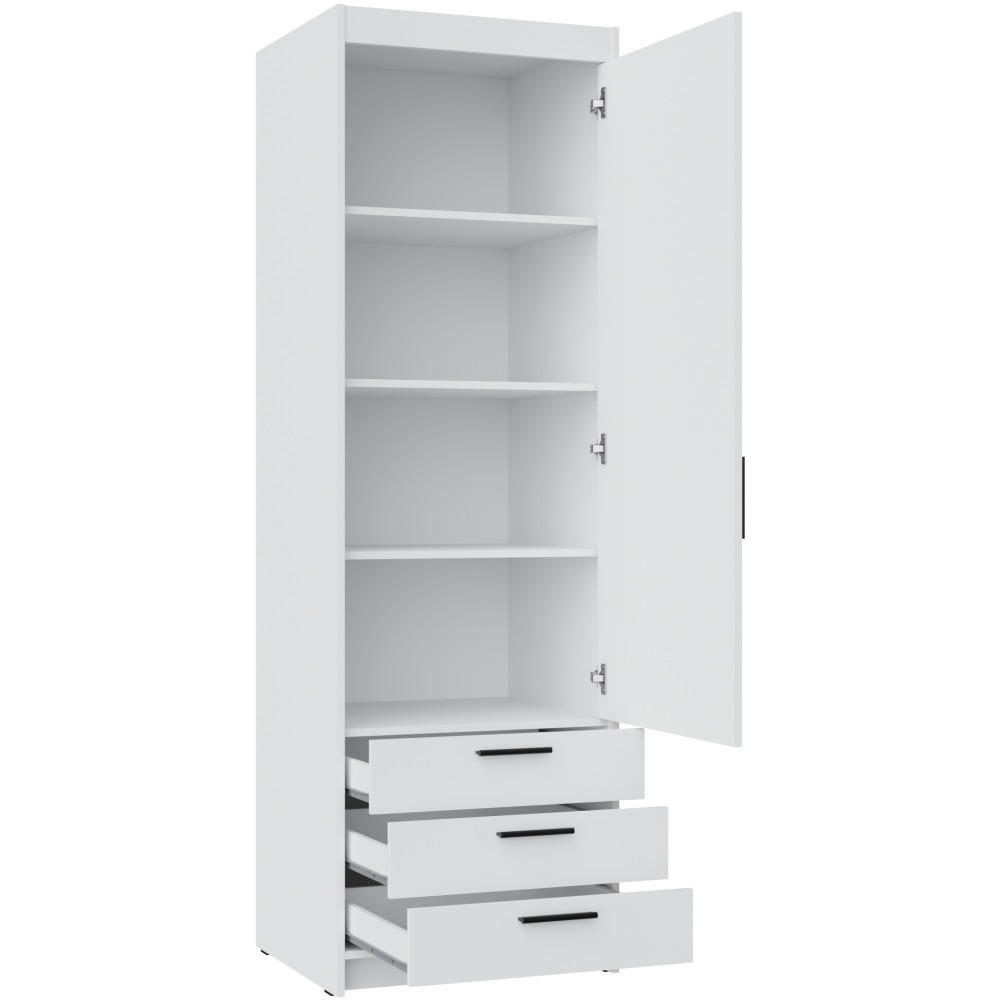 Thumbnail - Beautysofa Drehtürenschrank, Eiche, Holzwerkstoff, 3 Schubladen, 60x190x53 cm, Schlafzimmer, Kleiderschränke, Drehtürens...