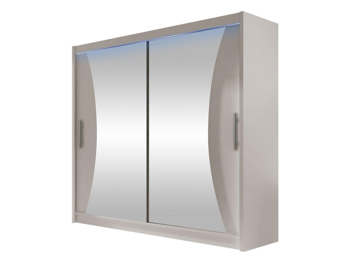 KLEIDERSCHRANK London V, mit RGB LED Beleuchtung - Kaschmir/Silberfarben, Holzwerkstoff/Kunststoff (180/215/58cm) - MIRJAN24