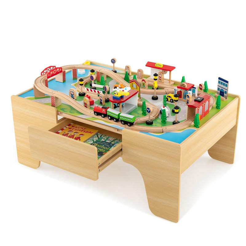Costway Spieltisch Natur 97x39.5x62.5 cm
