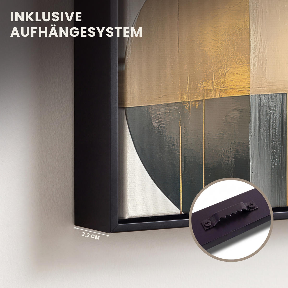 LEINWAND Bilder mit Rahmen - Abstrakt - Gold - Bronze - Grün - Formen - Modern - 20x20 - Multicolor, Textil (20/20cm) - MuchoWow