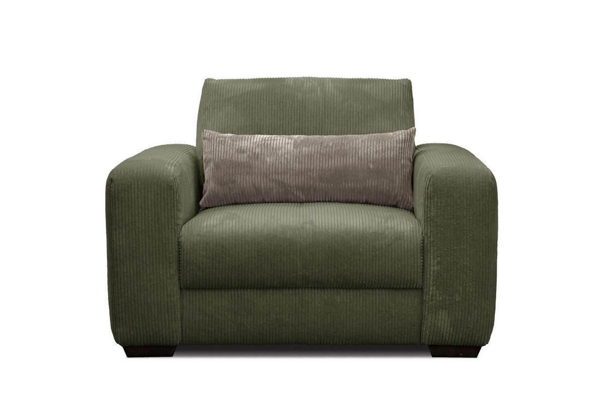 SESSEL OLI in Cordstoff olivgrün - Olivgrün, Holz/Textil (130/91/108cm) - Courtois Laville