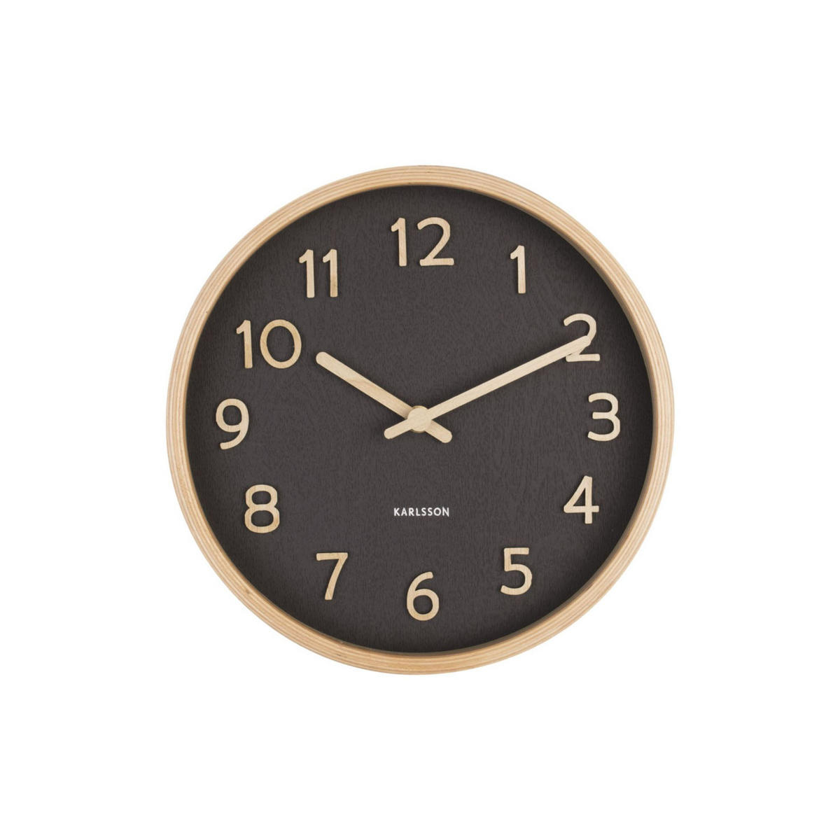 WANDUHR Pure Wood Grain Ø22 cm - Schwarz, Holz (22/22/4.5cm) - Karlsson