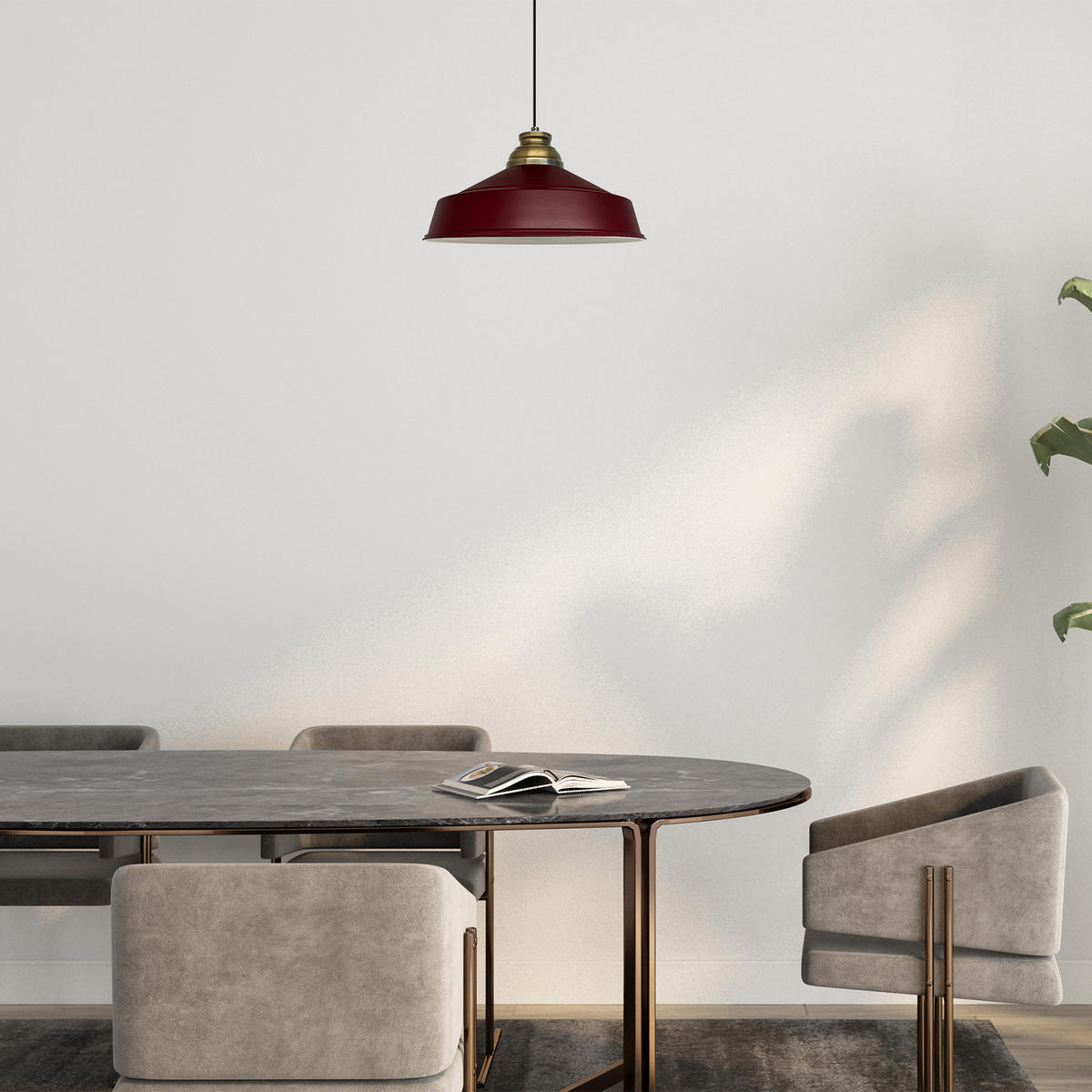 PENDELLEUCHTE Asletl 40/30 cm - Dunkelrot, Metall (40/30cm) - Bamyum