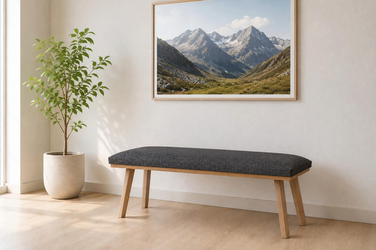 GARDEROBENBANK Die Klassische - Eichefarben/Grau, Holz/Textil (45/48/125cm) - Kundler Home