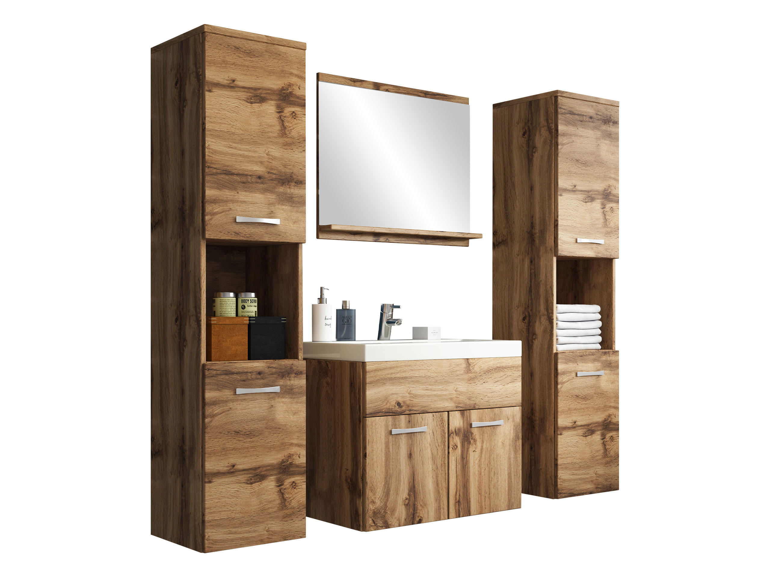 BADMÖBEL-SET Montreal XL - Eiche Wotan, Holzwerkstoff (30/132/30cm) - MIRJAN24