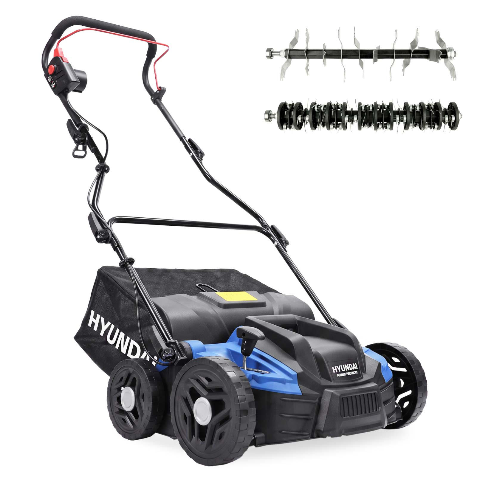 ELEKTRO-VERTIKUTIERER SC3601E Rasenlüfter (36 cm, 1500 W, 45L Fangkorb, Lüfter) - Blau, Kunststoff (62/103/117cm) - HYUNDAI