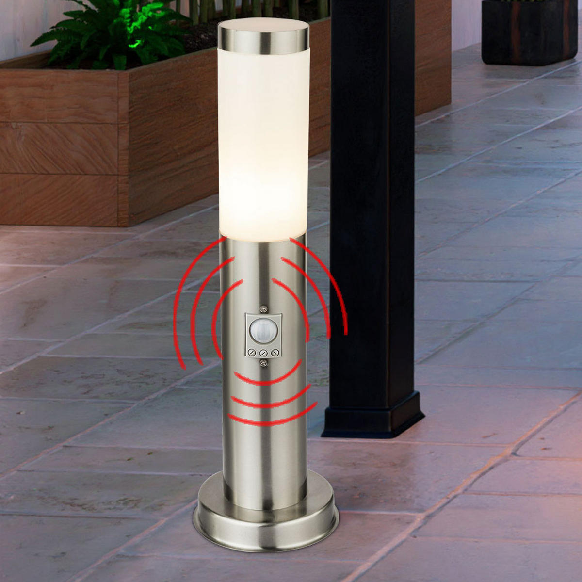 LED STEHLEUCHTE Edelstahl Silber - Silberfarben, Kunststoff/Metall (7.6/45/7.6cm) - Globo Lighting
