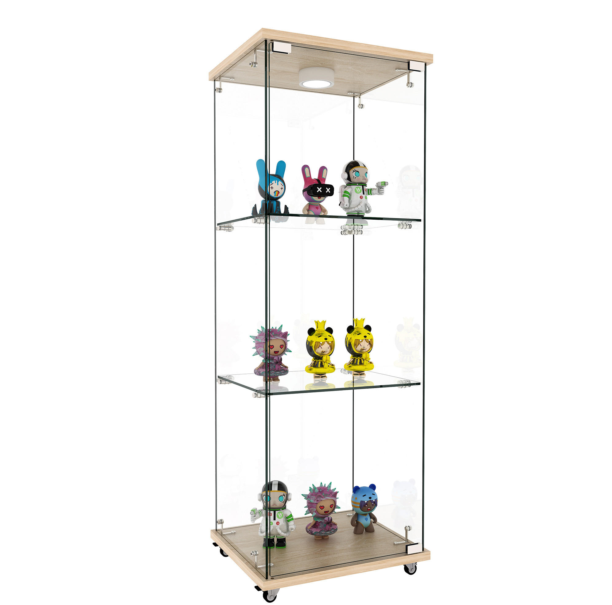 VITRÍNA, 120/42,5/36,5 cm prírodná, MDF a sklo, s LED osvetlením - prírodná farba, kompozitné drevo (42.5/120/36.5cm) - BEAOK