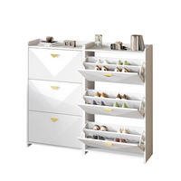 SCHUHSCHRANK 70/30/120 cm mit 3 Klappen in Weiß, platzsparend - Weiß, Holzwerkstoff (140/120/30cm) - BEAOK